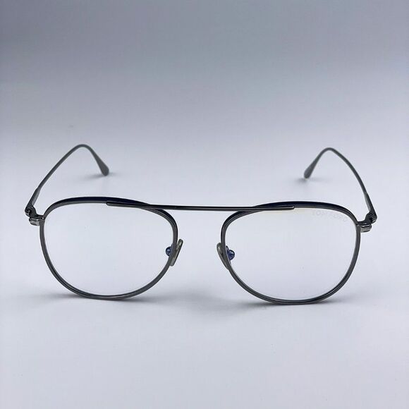 Tom Ford FT5691-B 012 Eyeglasses Dark Ruthenium Blue Block Unisex Pilot - Picture 7 of 12
